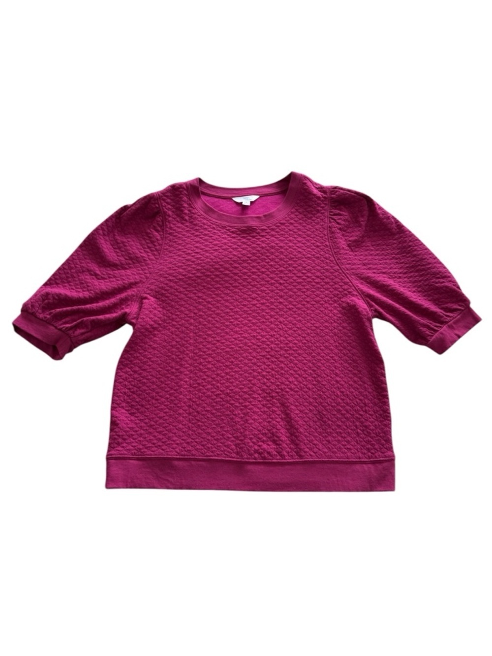 Time and Tru Magenta Puff Sleeve Textured Sweatshirt Size Medium (8-10) - Picture 6 of 9